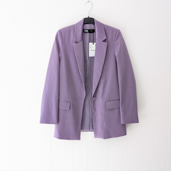 Zara Jackets & Blazers - NWT Zara Satin Effect Lavender Lilac Tailored Blazer, size XS